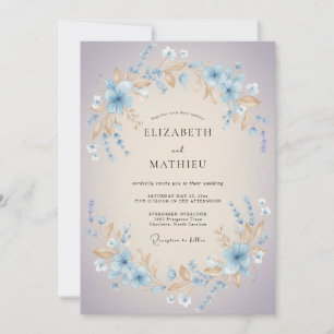 Champagne Lilac Petal Wedding Invitation