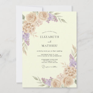 Champagne Lilac Ranunculus Soft Eucalyptus Wedding Invitation