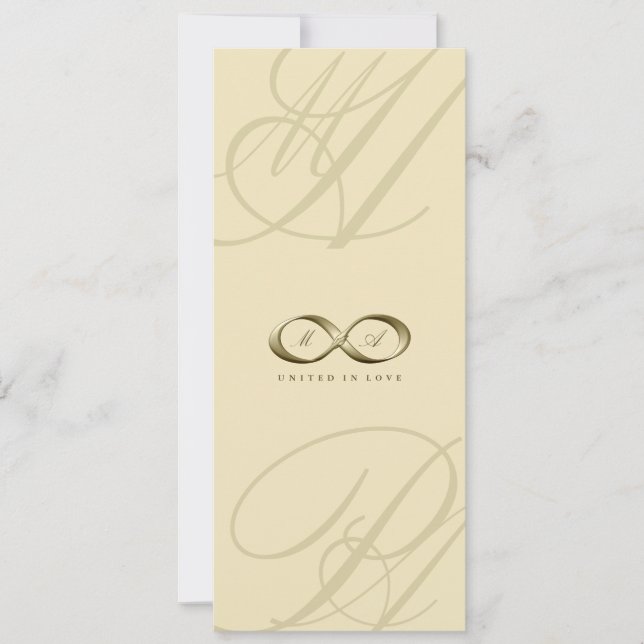 Champagne Love Infinity Hand Clasp Logo Wedding Invitation (Front)