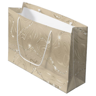 Champagne Luxury Background Beige Glitter Large Gift Bag