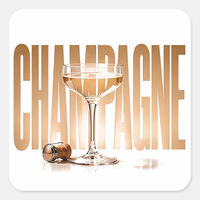 Champagne Luxury Celebration Editorial Graphic Sty Square Sticker (Front)