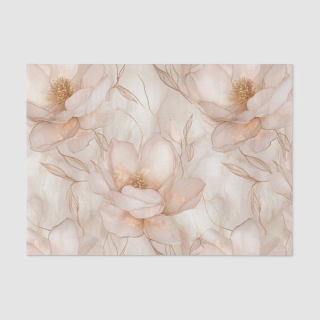 Champagne Magnolias Decoupage Tissue Paper (Front)