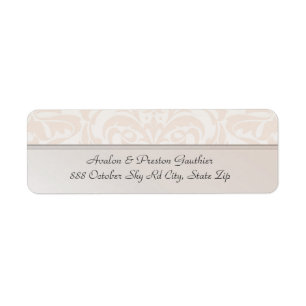 Champagne Metal Damask Wedding Address Label