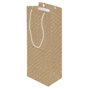 Champagne Metallic Diamond Patterns Wine Gift Bag
