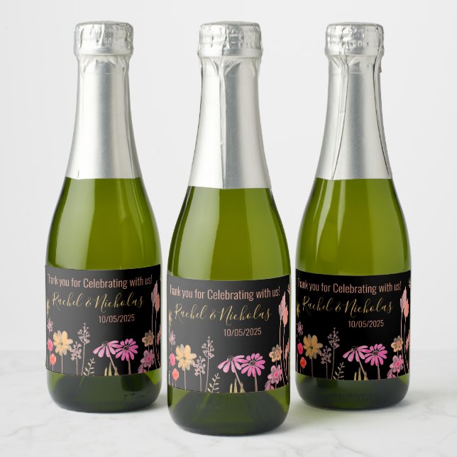 Champagne mini bottles favors personalized sparkling wine label (Bottles)