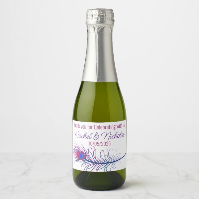 Champagne mini bottles favours personalised sparkl sparkling wine label (Front)