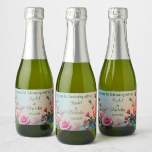 Champagne mini bottles favours personalised sparkling wine label