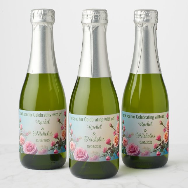 Champagne mini bottles favours personalised sparkling wine label (Bottles)