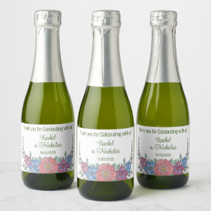 Champagne mini bottles favours personalised sparkling wine label