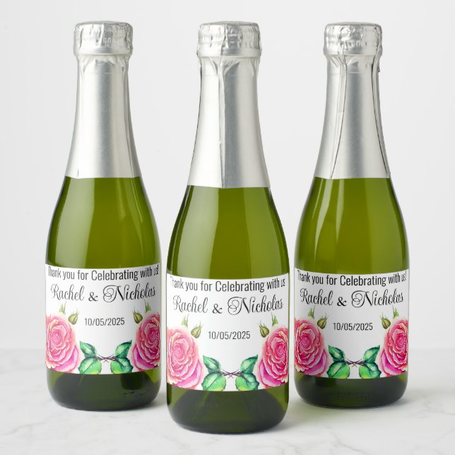 Champagne mini bottles favours personalised sparkling wine label (Bottles)