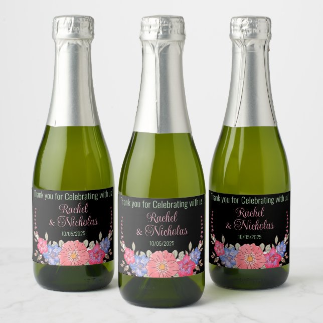 Champagne mini bottles favours personalised sparkling wine label (Bottles)
