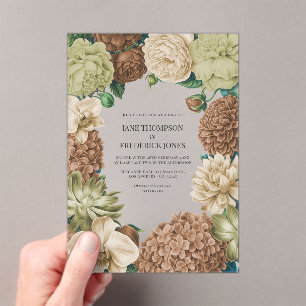 Champagne Mist, Willow Sage & Pebble Taupe Wedding Acrylic Invitations