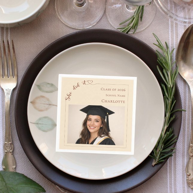 Champagne modern photo Graduation Party Napkin (Creator Uploaded)