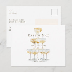 Champagne Modern Wedding Save the Date Postcard