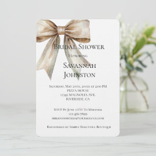 Champagne Moss Bow Bridal Shower Invitation