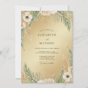 Champagne Moss Foliage Wedding Invitation