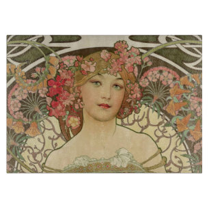 Champagne Mucha Small Rectangle Cutting Board