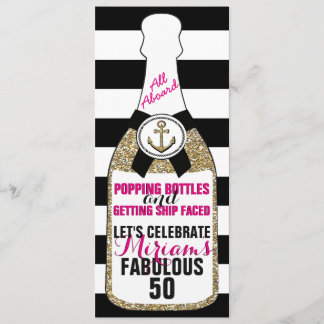 Champagne Nautical Glitter Birthday Invitation Fab