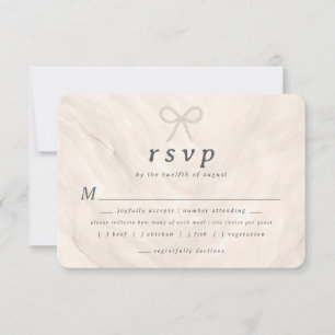 Champagne Neutral Pearl Bow Meal Choice RSVP Card