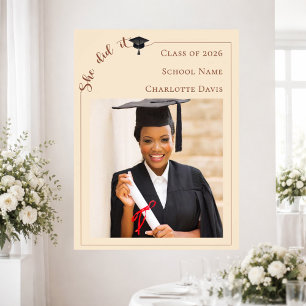 Champagne neutral photo Graduation Party welcome Poster