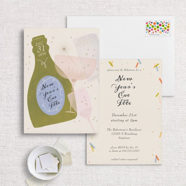 Champagne New Year's Eve Fête Invitation (Creator Uploaded)
