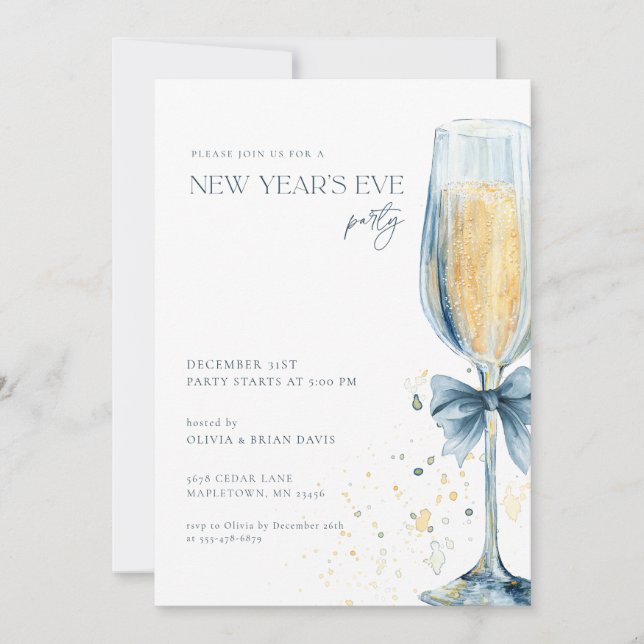 Champagne New Year's Eve Party Invitation  (Front)