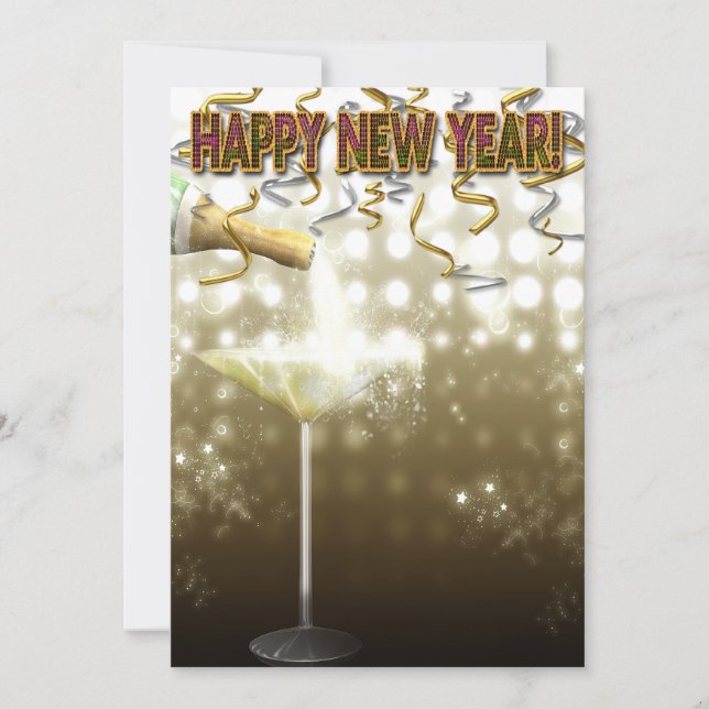 Champagne New Years Eve Party Invitations (Front)