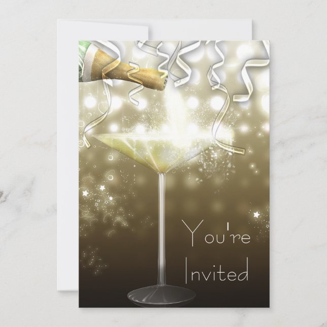 Champagne New Years Eve Party Invitations (Front)
