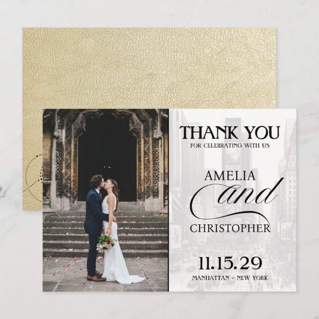 Champagne New York City Passport Thank You Card (Front/Back)