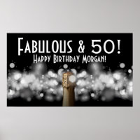 Champagne on Black & White Bokeh Party Poster