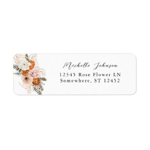 Champagne Orange Rustic Floral Return Address