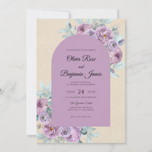 Champagne Orchid Peony Wedding Invitation