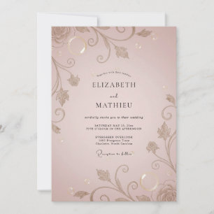 Champagne Ornate Vine Wedding Invitation