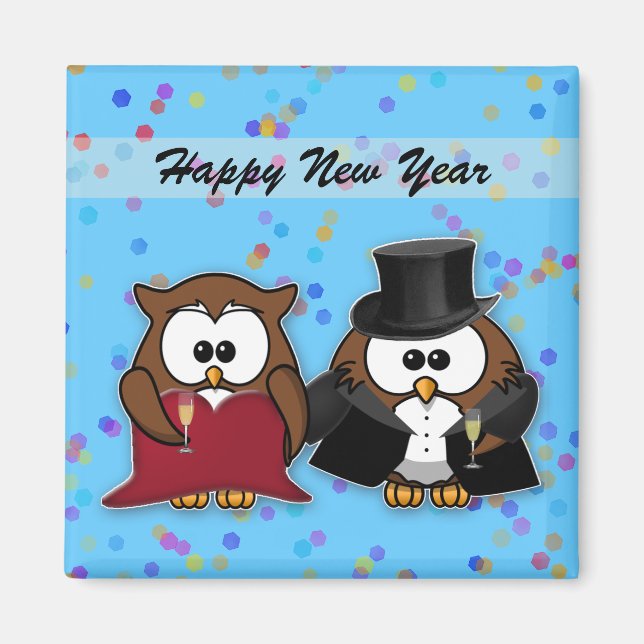 champagne owls magnet (Front)