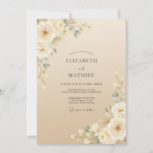 Champagne Painted Foliage Wedding Invitation