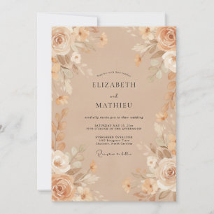Champagne Painted Peony Wedding Invitation