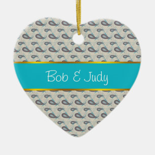 Champagne Paisley Pattern Ceramic Tree Decoration