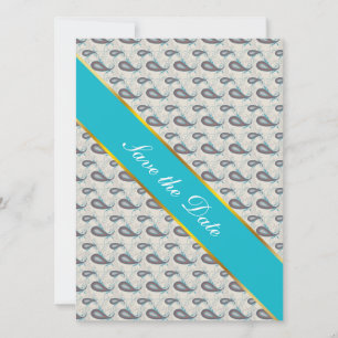 Champagne Paisley Pattern Save The Date