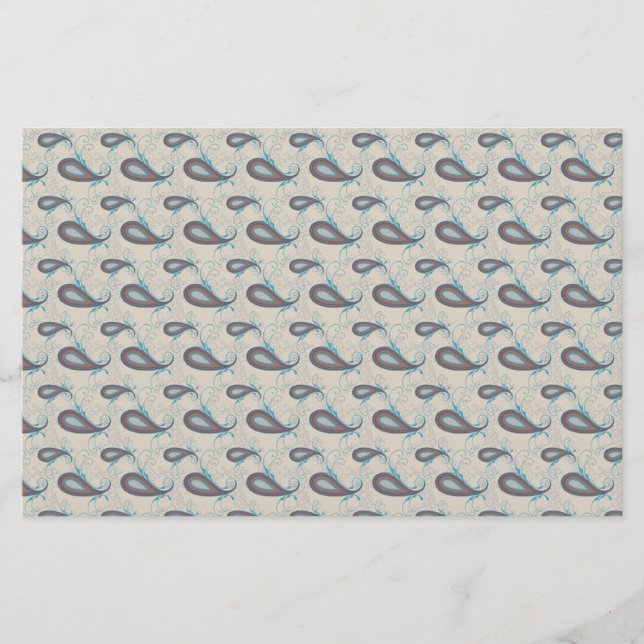 Champagne Paisley Pattern Stationery (Front)