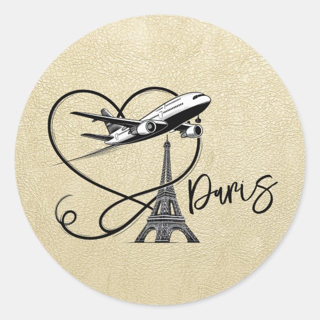 Champagne Paris Passport  Classic Round Sticker (Front)