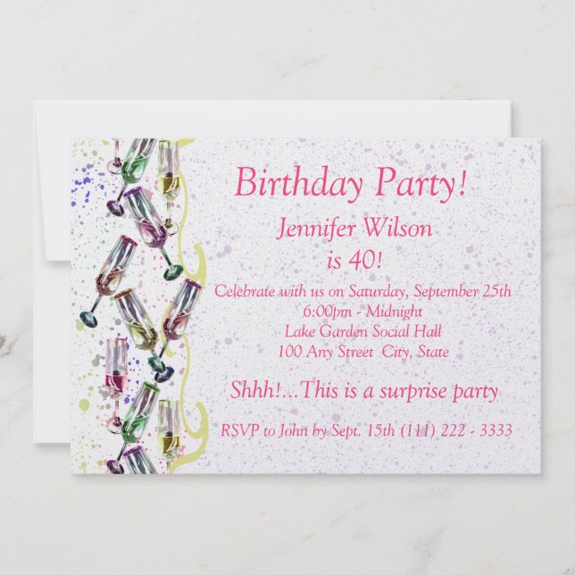 Champagne Party/ Birthday Invitation (Front)