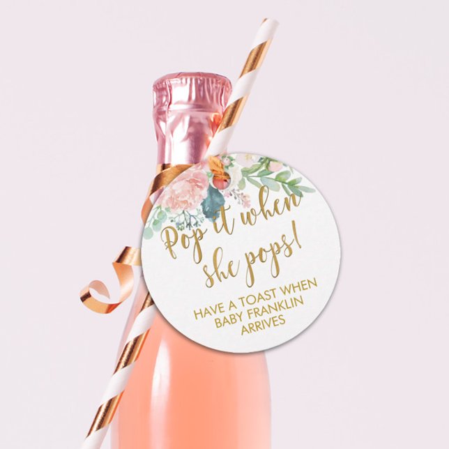 Champagne Party Favour Tags, Pop It When She Pops, Tags (Creator Uploaded)