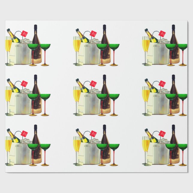 Champagne Party Wrapping Paper (Flat)