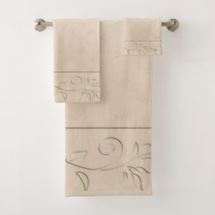 Champagne Patterned Design Bath Towel Set