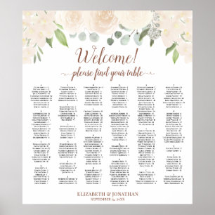 Champagne Peach Floral Alphabetical Seating Chart
