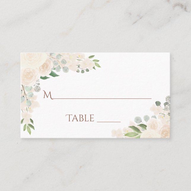 Champagne Peach Floral Elegant Wedding Escort Card (Front)