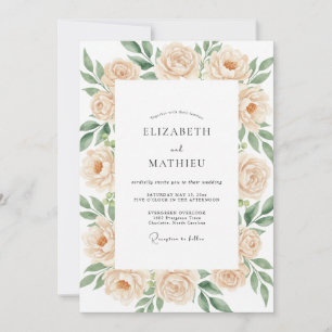 Champagne Peach Painted Wedding Invitation