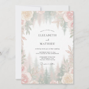 Champagne Peach Petal Wedding Invitation