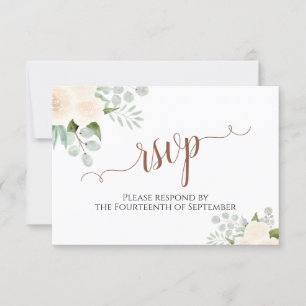 Champagne Peach Roses Elegant Boho Wedding RSVP Card