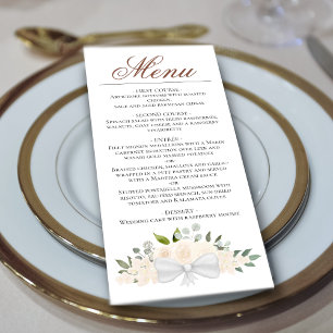 Champagne Peach Watercolor Floral Elegant Wedding Menu